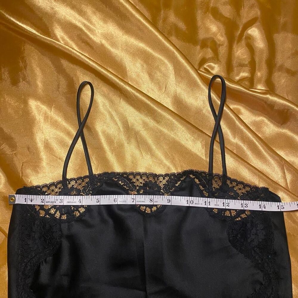 Vintage Black Satin Lace Trim Cami Top - Picture 5 of 5